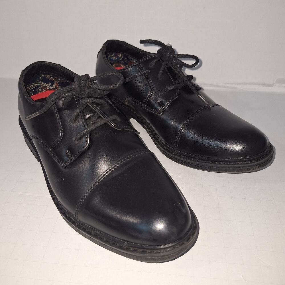 Boys Bruno Marc Black Youth Oxford Shoes Sz  2 Cap toe Classic Dress Wedding